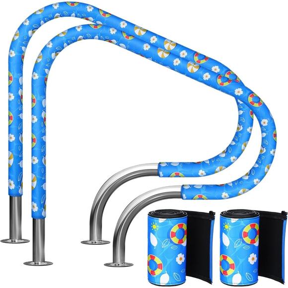 VioraWhite Other - 2 Pcs Pool Handrail Beach Ball Cover 8ft Swimming Pool Hand Rail Protector with